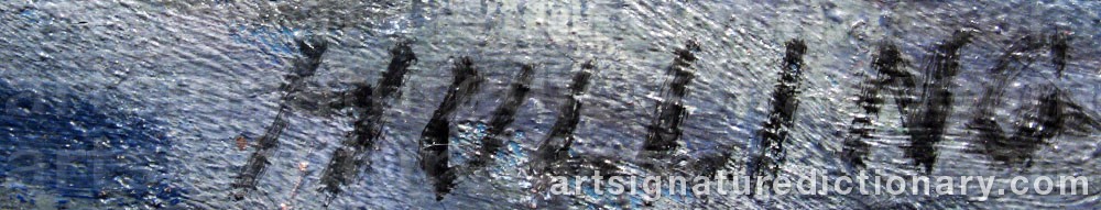 Authentic signature by Yngve Emanuel HULLING on  artwork