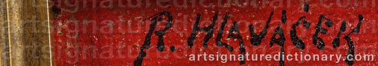 Authentic signature by Anton HLAVACEK on artwork