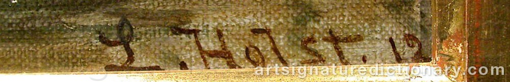 Authentic signature by Lauritz Bernhard HOLST on  artwork