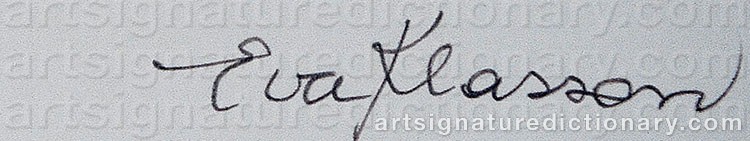 Authentic signature by Eva KLASSON on  artwork