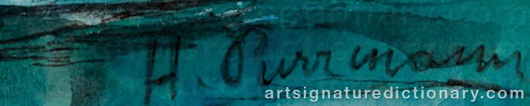 Authentic signature by Hans PURRMANN on  artwork