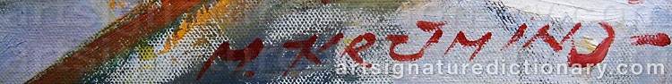 Authentic signature by Martins KRUMINS on  artwork