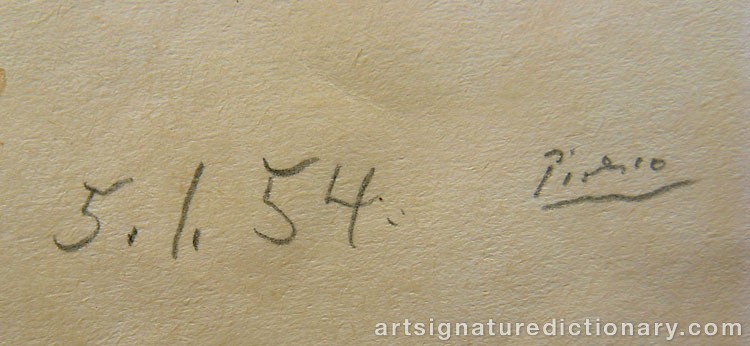 Close-up details showing Pablo PICASSO signature forgery characteristics