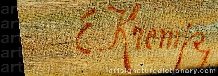 Authentic signature by Erminio KREMP on  artwork