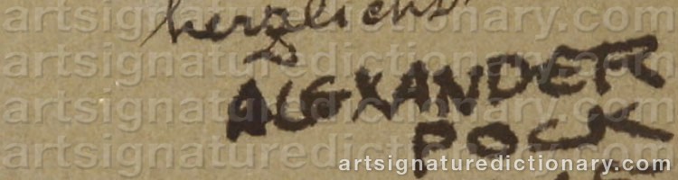 Authentic signature by Alexander POCK on  artwork
