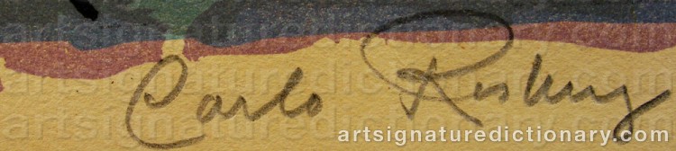 Authentic signature by Carlo RISBERG on  artwork
