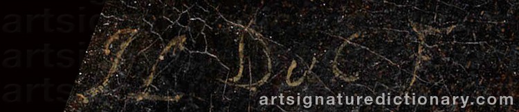 Authentic signature by Joseph Louis DUC on  artwork