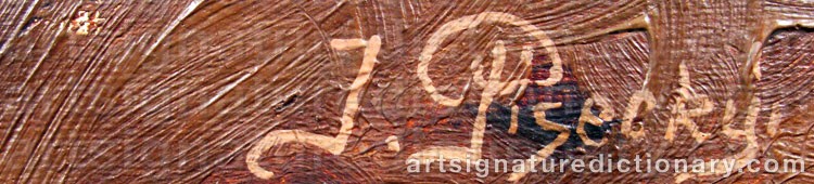 Authentic signature by Josef PISECKY on  artwork
