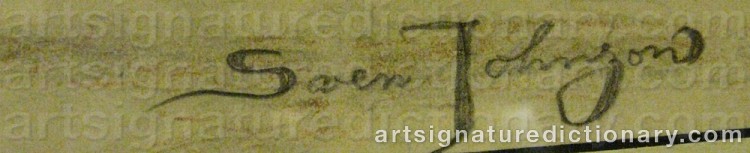 Authentic signature by Sven JOHNSON on  artwork