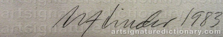 Authentic signature by Alf LINDER on artwork
