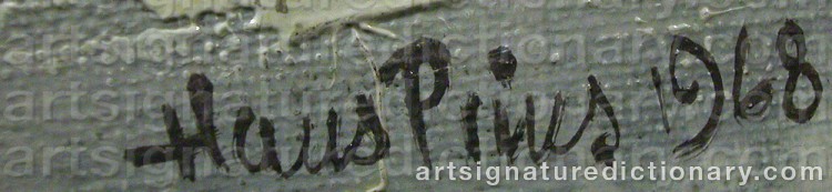 Authentic signature by Hans PRINS on  artwork