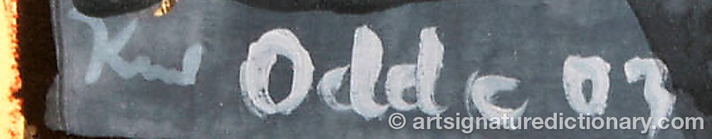 Authentic signature by Knud ODDE on  artwork