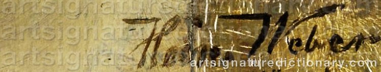 Authentic signature by Heinrich WEBER on  artwork