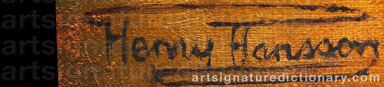Authentic signature by Henry HANSSON on  artwork