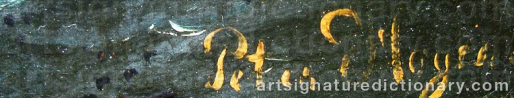 Authentic signature by Peter Julius HOYER on  artwork