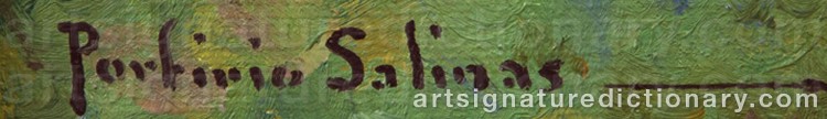 Authentic signature by Porfirio SALINAS on Painting/Watercolour artwork