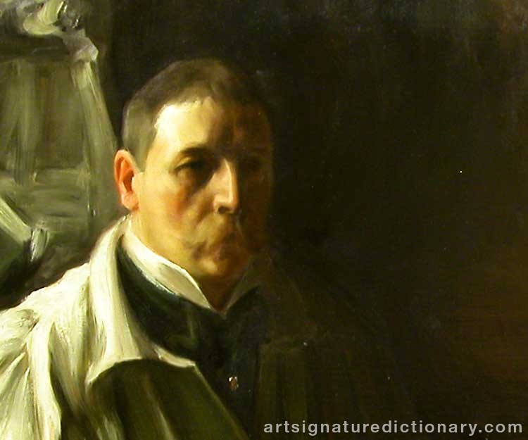 Close-up details showing Anders ZORN signature forgery characteristics