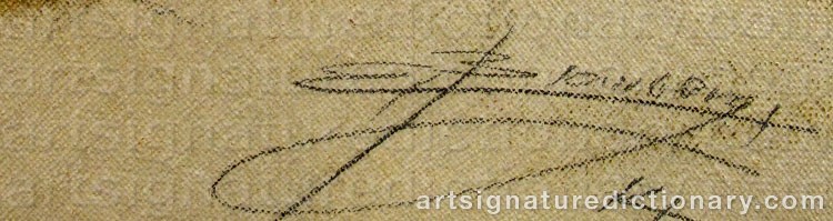 Authentic signature by E. BLOMBERG on  artwork