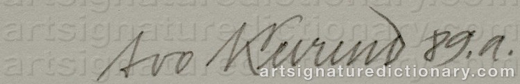 Authentic signature by Avo KEEREND on artwork