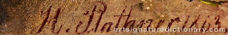 Authentic signature by Hermann PLATHNER on  artwork