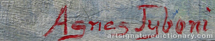 Authentic signature by Agnes TYBONI on  artwork
