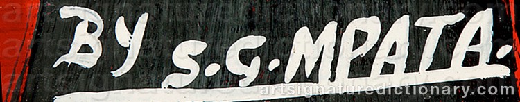 Authentic signature by Simon George MPATA on Painting/Watercolour artwork