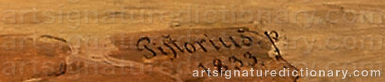 Authentic signature by Eduard Karl Gustav PISTORIUS on  artwork