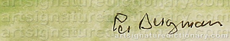 Authentic signature by Per BERGMAN on  artwork