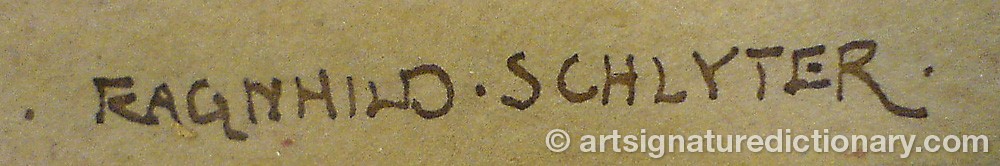 Authentic signature by Ragnhild SCHLYTER on  artwork