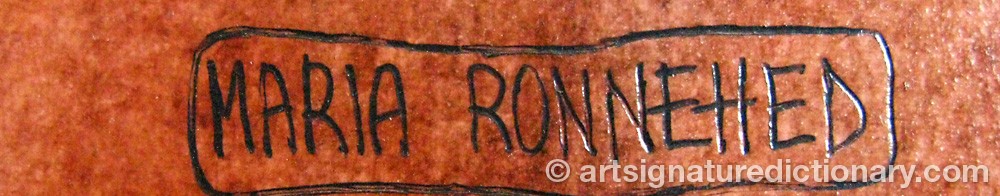 Authentic signature by Maria RONNEHED on artwork