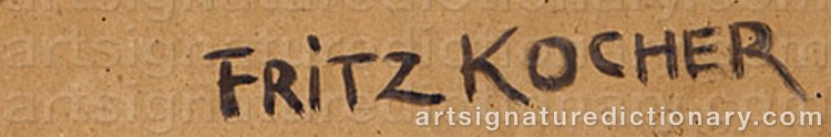 Authentic signature by Fritz KOCHER on Painting/Watercolour artwork