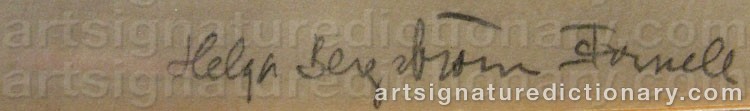 Authentic signature by Helga BERGSTRÖM FORNELL on  artwork