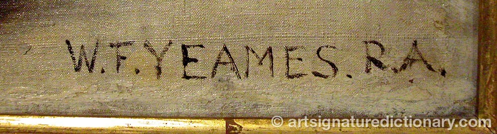 Authentic signature by William Frederick YEAMES on  artwork