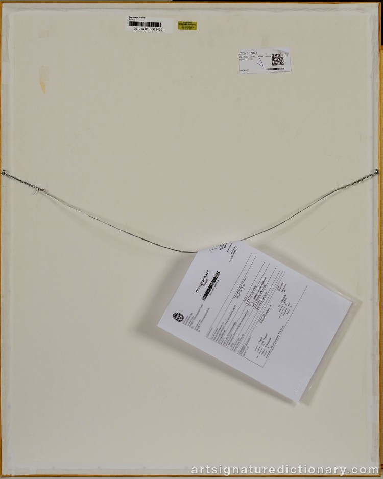 Close-up details showing Marc CHAGALL signature forgery characteristics