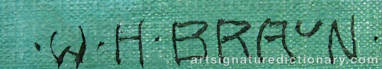 Authentic signature by Wilhelm Hans BRAUN on  artwork