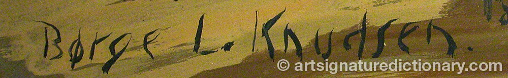 Authentic signature by Børge Ludvig KNUDSEN on  artwork