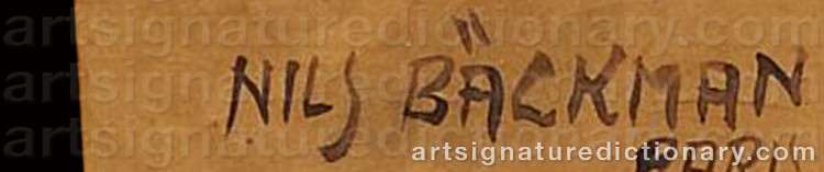 Authentic signature by Nils BÄCKMAN on Painting/Watercolour artwork