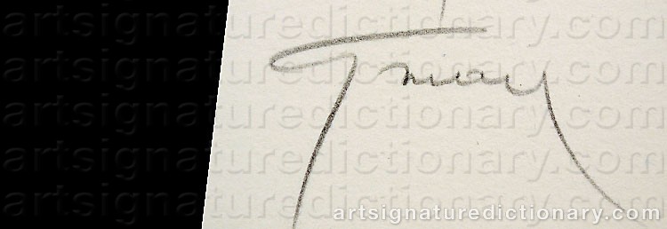 Authentic signature by Rene GRUAU on  artwork