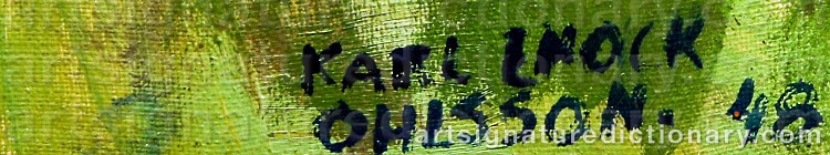 Authentic signature by Karl Enock OHLSSON on  artwork