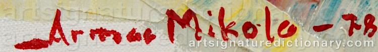 Authentic signature by Armas MIKOLA on Painting/Watercolour artwork