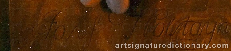 Authentic signature by Josef HOLSTAYN on  artwork