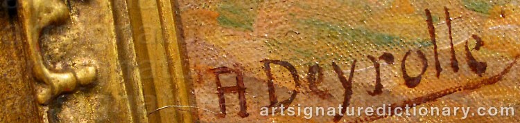 Authentic signature by Théophile Louis DEYROLLE on  artwork