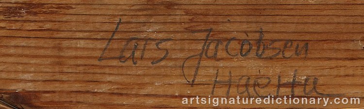 Authentic signature by Lars (Sami Artist) JACOBSEN HÆTTA on  artwork