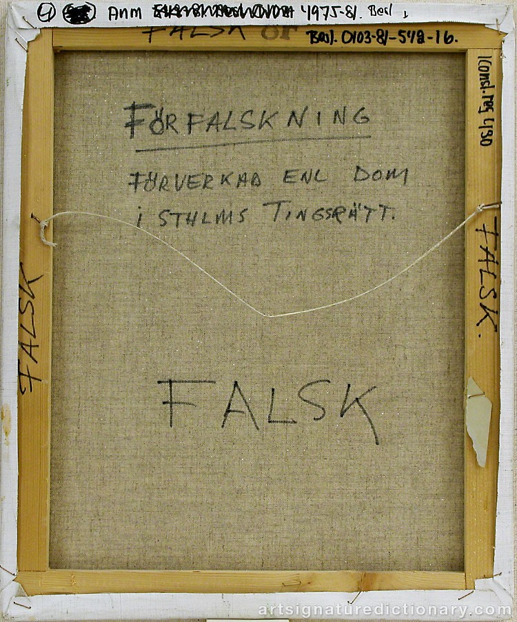 Close-up details showing Lennart JIRLOW signature forgery characteristics