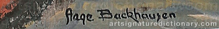 Authentic signature by Aage BACKHAUSEN on  artwork