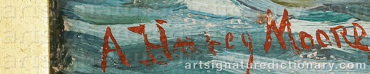 Authentic signature by A. Harvey MOORE on artwork