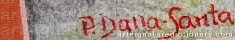 Authentic signature by Pietro DALLA SANTA on artwork