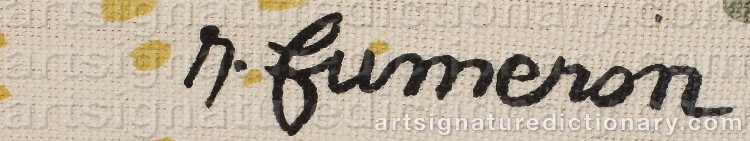 Authentic signature by René FUMERON on  artwork
