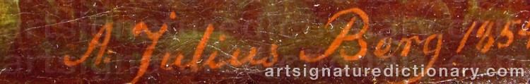 Authentic signature by Adolf Julius BERG on Painting/Watercolour artwork