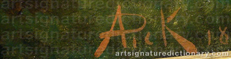 Authentic signature by Anton PICK on artwork